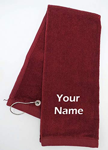 Mana Trading Custom Personalized Embroidered Golf Towel Your Name (Red)