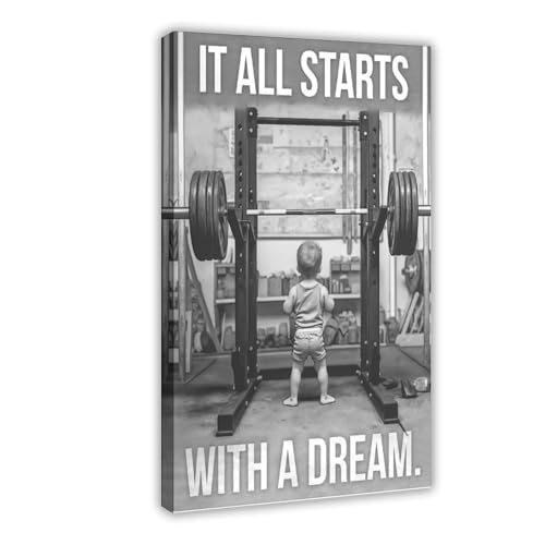 jkahh Motivational Poster for Teenagers-Starts With A Dream Gym Canvas