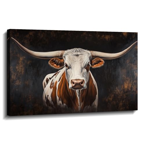 KPLUNDO Highland Cow Canvas Wall Art Texas Longhorn Picture Rustic