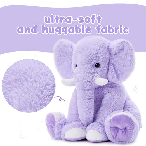 Image of MorisMos Large Elephant Stuffed Animal, 19.6inch Soft Stuffed Elephant Plush Companion Gifts for Girls Boys, Purple