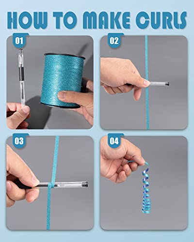 Image of PartyWoo Blue Glitter Curling Ribbon - 500 Yard Balloon String for Crafts, Weddings & Floristry (1 Roll)
