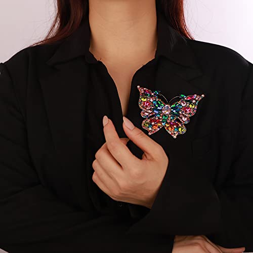 Image of Huge Crystal Beads Winged Butterfly Brooch for Women Men Unisex Brooch Pin for Special Occasion Wedding Suit Dress