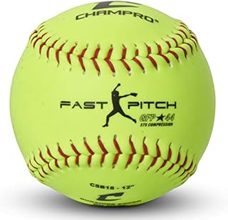 Champro Poly Synthetic Cover, .44 COR, 375 Compression, Red Stiches (Optic Yellow, 12)