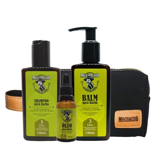Muchacho, Kit Shampoo para Barba + Balm para Barba + Óleo para Barba - Muchacho Citric + Necessaire Muchacho Cancun