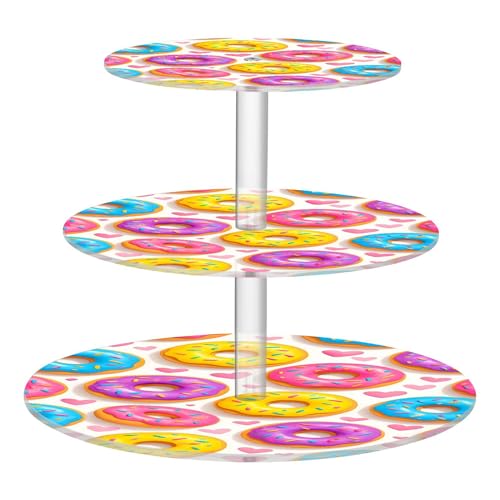 PYBUG Doughnut 3 Tier Acrylic Cupcake Stands Tower,Dessert Table Display Set for Tea Party,Wedding,Birthday, Baby Shower