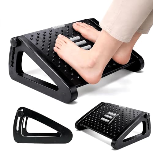 Image of Foot Rest Under Desk Adjustable Height with 6-Angle Setting – Non Slip Under Desk Foot Rest – Footstools for the Elderly Leg Support, Office and Home - Ergonomic Footrest for Sofa, Couch, (Black)