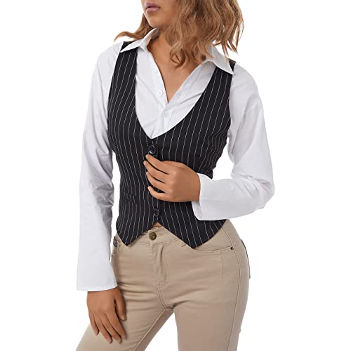 Women Waistcoat, Solid Color Striped V-Neck Sleeveless Tops Blouse Vest Y2K Streetwear2