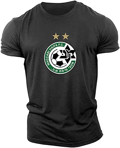 Photo de 2022 Summer Maccabi Haifa Print T Shirt Men Women Casual O Neck Short Sleeve Hip Hop Oversized Shirt Black XL