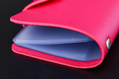 Fashion PU Leather Function 24 Bits Card Case Business Card Holder Men Women Credit Passport Card Bag ID Passport Card Wallet (Red)3