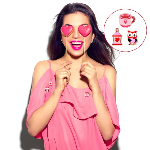 Image of Giegxin 40 Pcs Valentines Day Enamel Pins for Women Pink Backpack Brooch Cute Heart Rose Gnome Love Cupid Lip Bear Lapel Pins Valentines Day Gifts