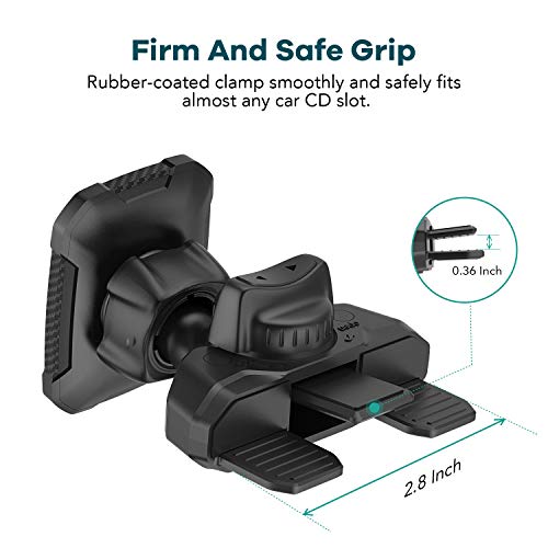 Magnetic CD Phone Car Mount for Car CD Player, OQTIQ CD Slot Car Phone Mount Holder with Built-in 6 Strong Magnets, Compatible with iPhone 12 Samsung Galaxy LG and More