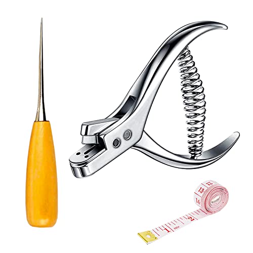 Alicates de corte de muesca, cortadores de costura de acero inoxidable, herramienta de marcado para tela de cuero, DIY con taladradora y cinta métrica Cover