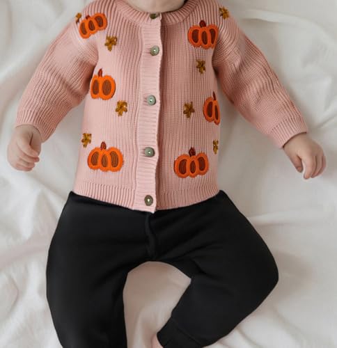 Toddler Boy Girl Pumpkin Cardigan Long Sleeve Button Down Sweater Chunky Knit Baby Halloween Sweatshirt Knitwear4