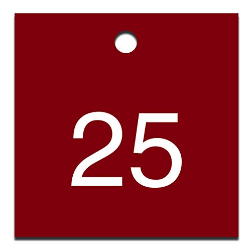 Tags numérotés 1-25 en plastique rouge Accuform pour marquage industriel