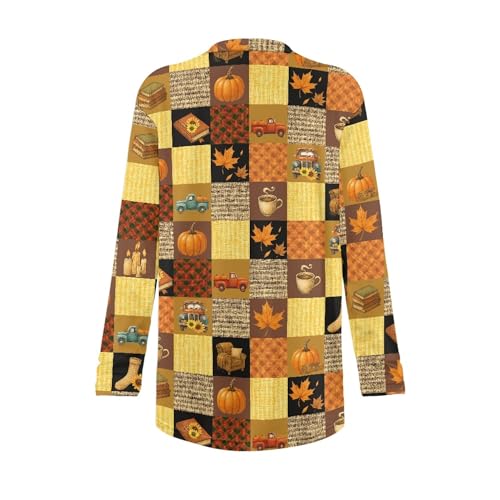 Image of Fall Maple Leaf Cardigan Sweaters for Women Long Sleeve Cardigan Soft Drape Open Front Dusters V-Neck Jackets Dressy