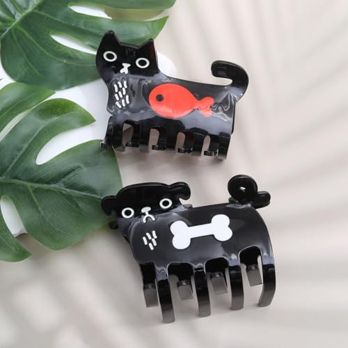 Schwarze Hundehaarspangen, kleine Hundeknochen-Haarspangen für Mädchen, rutschfeste Haarspange Haarschmuck aus Acetat für Frauen