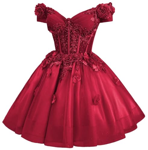 Image of Zhangyo Sparkly Tulle Homecoming Dresses for Teens Off Shoulder DAMA Dress