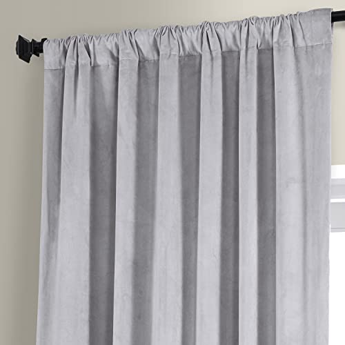 Image of HPD Half Price Drapes Signature Plush Velvet Blackout Curtains for Bedroom (1 Panel), 50W X 96L Hotel Black Out Curtains for Living Room, Thermal Insulated Blackout Curtains for Windows, Concrete Grey