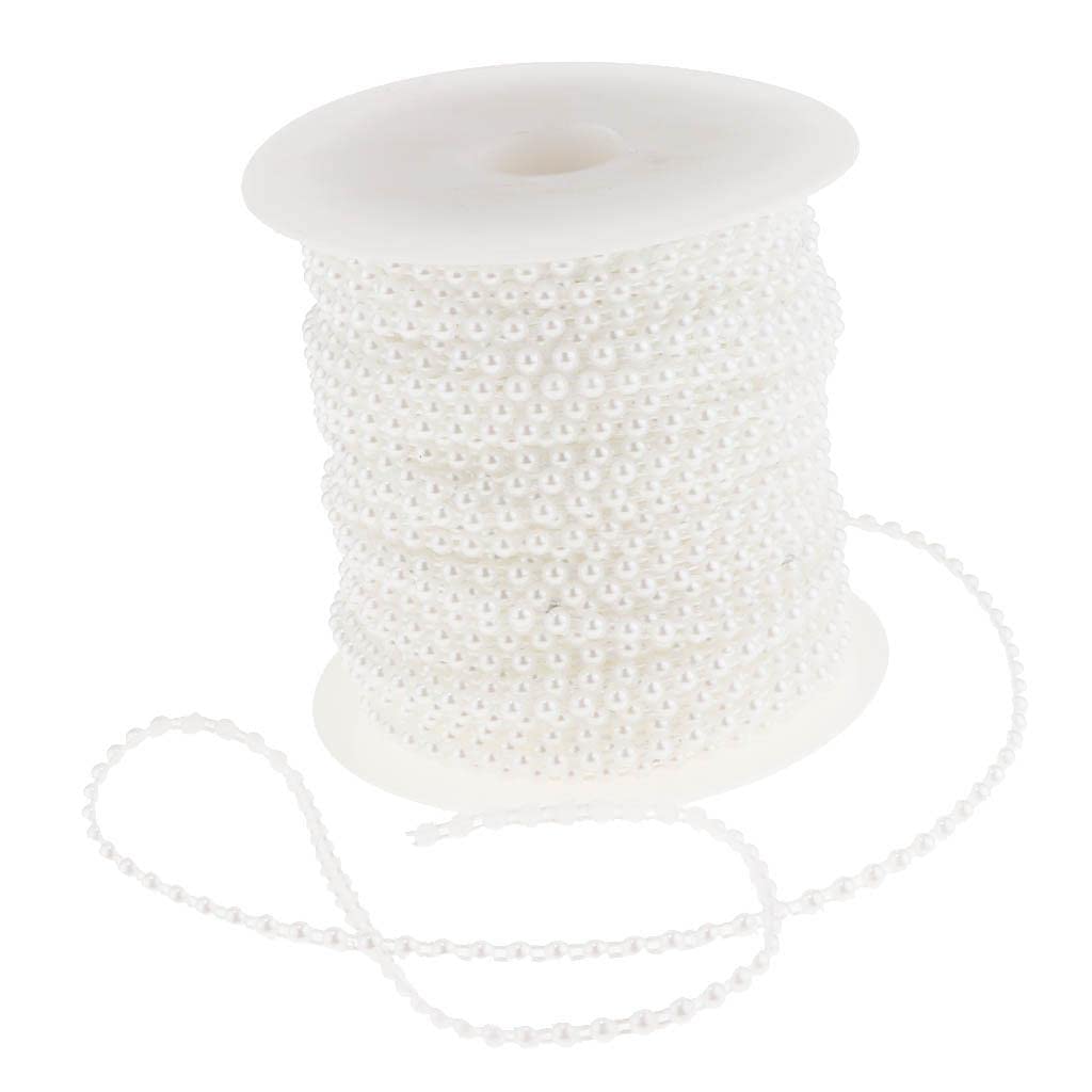 Sharplace Rolle mit 50 M Halbrunden Perlenketten Girlanden, Strang, Hochzeitsblumen, Kleidung, Party, DIY Zubehör, Weiß