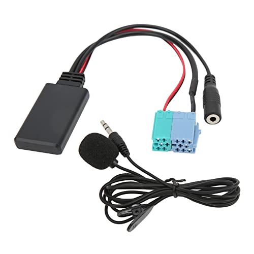 BOROCO Adaptador Bluetooth inalámbrico para Coche, módulo Bluetooth para Coche, Cable Auxiliar de Audio, micrófono, Puerto Mini ISO para Puerto de 8 Pines y 6 Pines