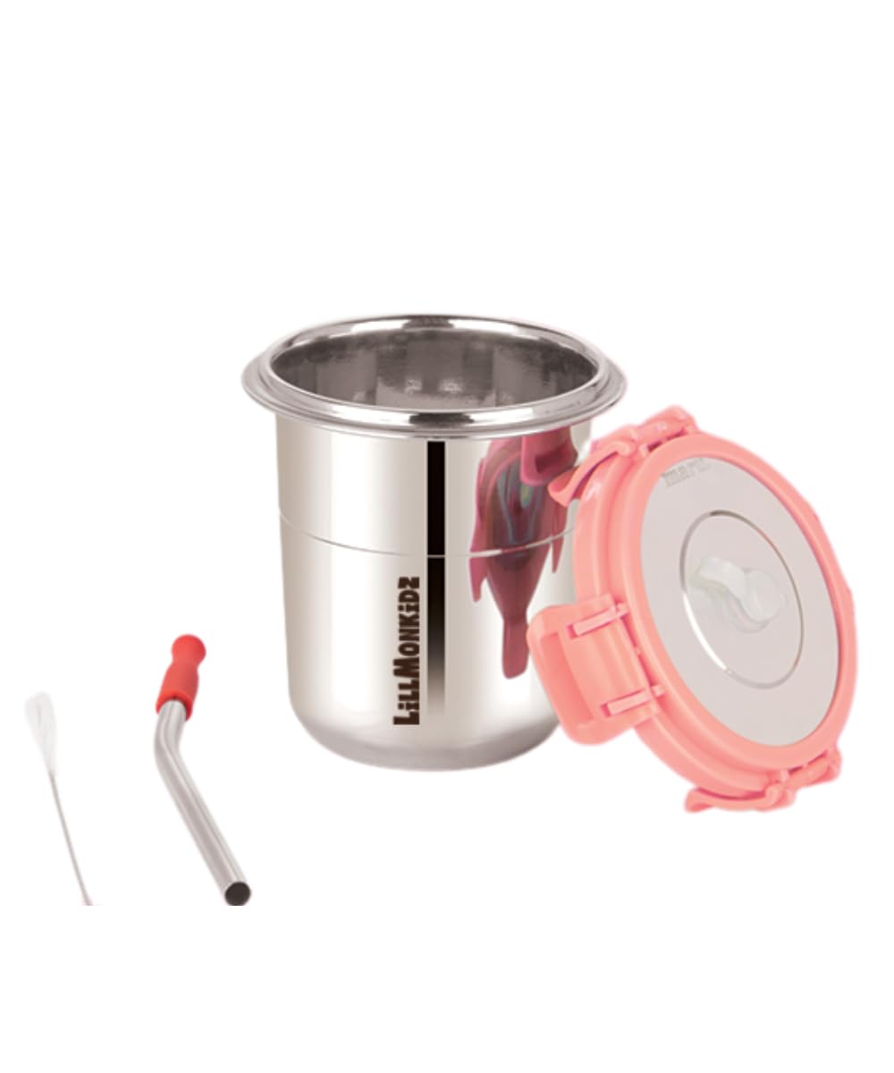 LiLLMONKiDZ Stainless Steel Tumbler for Kids 300ml | Tumbler Glass with Straw for Kids | Steel Tumbler with Lid, Straw, Cleaning Brush and Silicon | (Ice Pink 1pc) - Image 7 thumbnail