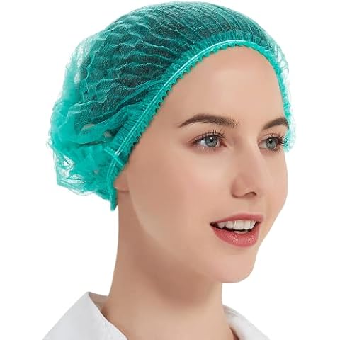 ProtectX Disposable Bouffant (Hair Net) Caps Hair Head Cover Nets 21” (Green 100 pack) Cover