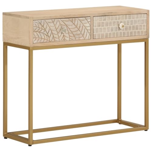 Mesa consola de madera maciza de mango con estructura industrial estable 2