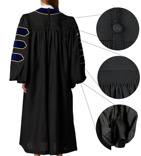 Image of MyGradDay Unisex Deluxe Graduation Doctorate Robe with Gold Piping Available for Customization
