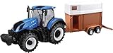 Modelo muy detallado Tobar B18-44069 New Holland T7HD - Tractor con Remolque de Caballo, Color Azul