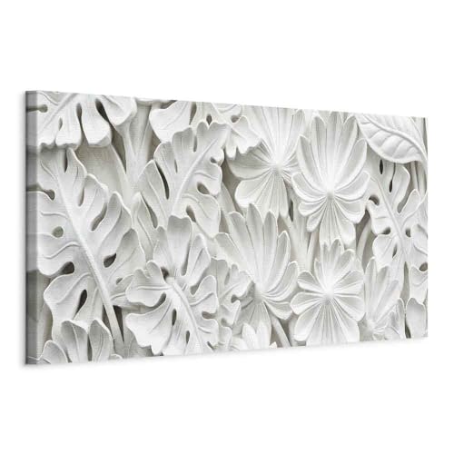 murando - Quadro in Rilievo Fiori Bianchi 3D Fiori 150x50 cm 1 Pezzo su Tela Strutturata XXL Grande - Quadri Moderni Soggiorno - Stampe da Parete Moderno - Stampa Dipinta a Mano - Bianco f-B-0314-b-a