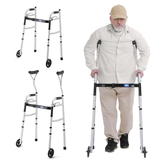 GreenChief 2 in 1 Narrow Walker for Small Spaces, Walker Adjustable Width and Height, Folding Walker with Arm Support, 2 Wheels in Front Lightweight Walker for Elderly Handicapped Disabled (300LB)