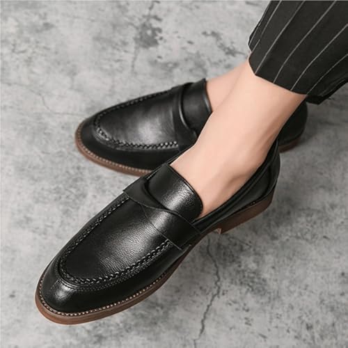 Men Dress Shoes Pu Leather Office Slip-on Plain Toe Non Slip Anti-Slip Prom3