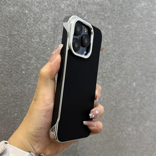 Coque sans cadre pour iPhone 16 Plus contre les rayures en cuir fine noire