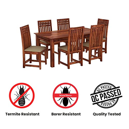 Image of Wooden Dining Table 6 Seater / 6 Seater Dining Set with Chairs for Dining Room