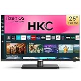 HKC 24 Inch Full HD/FHD 1080P Smart TV, 25 Inch Tizen OS Central Stand Design Television with Netflix Disney+ Gaming Hub Dolby Audio, Made in the UK