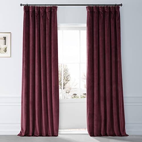 Image of HPD Half Price Drapes Signature Plush Velvet Blackout Curtains for Bedroom (1 Panel), 50W X 96L Hotel Black Out Curtains for Living Room, Thermal Insulated Blackout Curtains, Pomegranate Juice