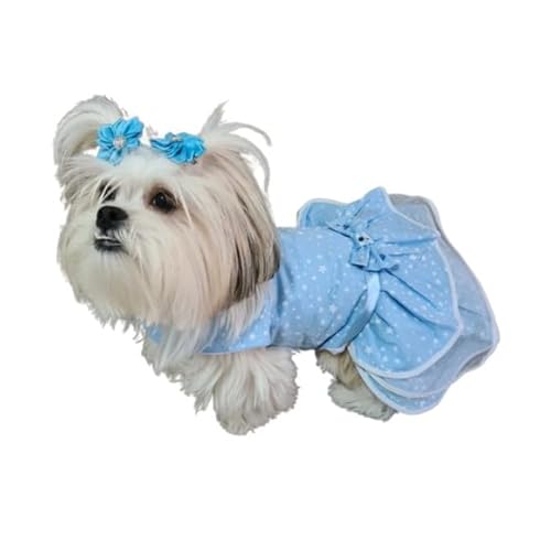Vestido Pet Blue Stars, para cães e gatos, vestido azul com estrelas (PP)