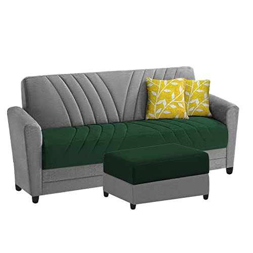 Image of Francis 3 Seater Sofa with Ottoman Set for Living Room (Green Grey Fabric)