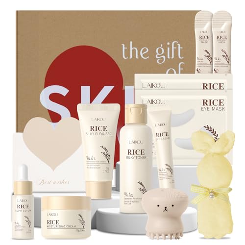 LAIKOU Arroz Kit Cuidado de la Piel, 11pcs Kit Skincare Facial Adolescente