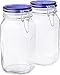 Bormioli Rocco Fido Square Jar with Blue Lid, 1.50 Liter (Pack of 2)