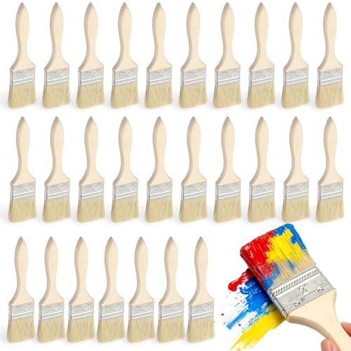 Juego de 30 pinceles planos de 50 mm, con mango de madera, pincel de madera, pincel de barniz, pincel para pintura, tinte, pegamento, aceite y suministros de pintura