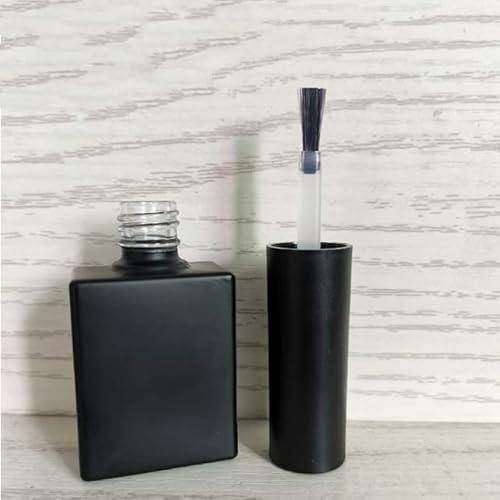 Bottiglie di smalto per unghie all'ingrosso 15ml Spazzola per unghie Bottiglia di vetro Confezione per unghie con barra della spazzola Bottiglie di olio per unghie quadrate nere-30 pezzi, tappo nero
