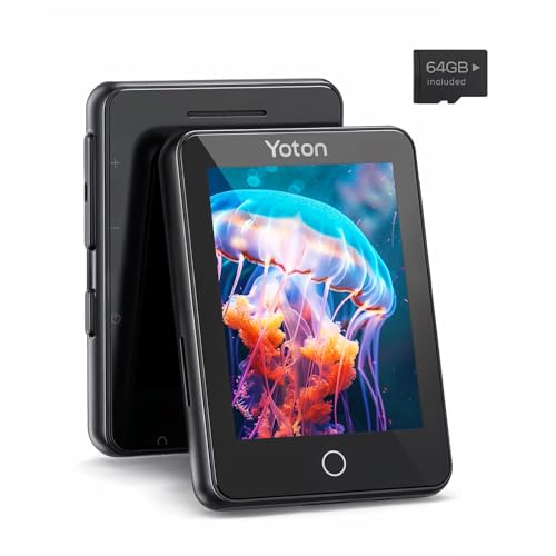 YOTON MP3 Player with Bluetooth 5.2, 80GB Full Touchscreen for Kids, Portable Music Player with Speaker, HiFi Sound, 8H Play Time,Built-in Micro SD Card,Earphones Included, 128GB Expandable