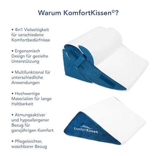 Keilkissen 4-teiliges Ergonomisch Kissen-Set | 12 in 1-Multifunktionsdesign mit Ebnehmbarem & Waschbarem Bezug zum Schlafen und Lesen