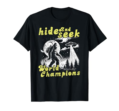 Hide and Seek Mondiali Bigfoot UFO Unicorn Monster Maglietta