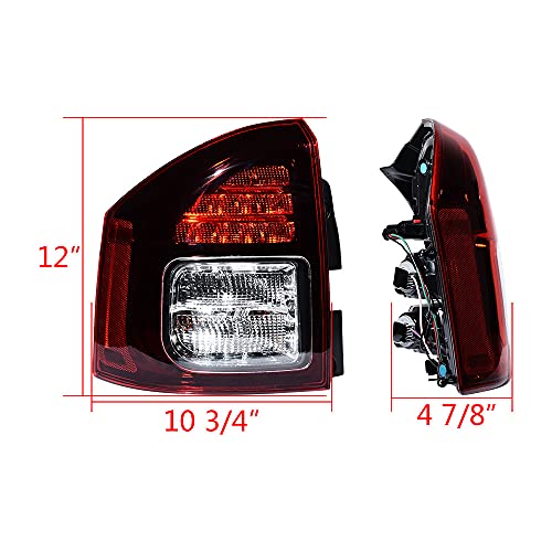 Anzios Red Taillight Left Tail Lamp Brake Stop Light Compatible With 2014-2017 Jeep Compass Lci Driver Side #TOP2