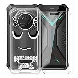 KJYFOANI Custodia per FOSSIBOT F101P Cover, Trasparente Silicone TPU Case, Antiurto Bumper Protezione + Vetro Temperato Pellicola Protettiva per FOSSIBOT F101P (5.54") - DU06