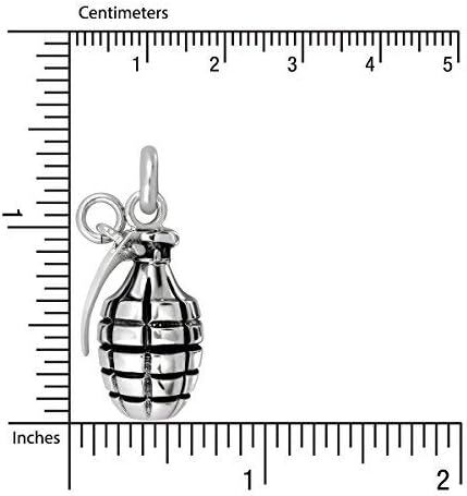 Vista 4 de WithLoveSilver - Colgante de granada de mano de plata de ley 925