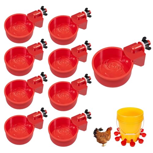 Image of Poultry Feeder and Drinker, Chicken Feeder and Drinker, Auto Refill Water System, 8-Piece Set, Durable Poultry Farm Equipment for Chicken and Duck (Birds Water Feeder)