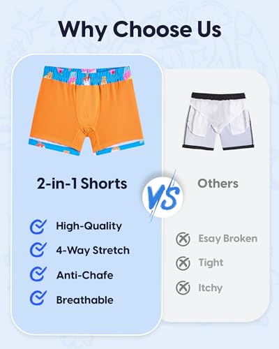 Image of maamgic Boys Swim Trunks with Compression Liner Quick Dry Swim Shorts Anti-Chafe Boy Bathing Suit